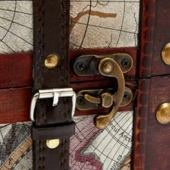 Okuna Outpost Wooden Travel Wine Bottle Box for Storage, World Map Design, 11 x 8.5 x 9.8 in. -Bookshelves Sales Shop unnamed file 5554