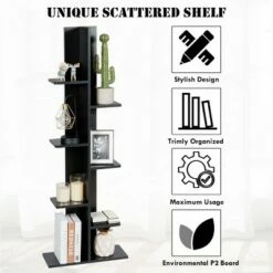 Costway 7-Tier Bookshelf Bookcase Plant Display Shelf Rack Storage Holder Wooden Black -Bookshelves Sales Shop unnamed file 562