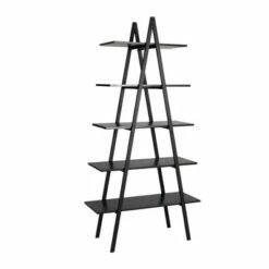 Modern Industry Metal/Wooden 5 Tier 'A' Frame Bookcase and Shelves - Glitzhome Black -Bookshelves Sales Shop unnamed file 575