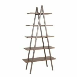 Modern Industry Metal/Wooden 5 Tier 'A' Frame Bookcase and Shelves - Glitzhome Black -Bookshelves Sales Shop unnamed file 577