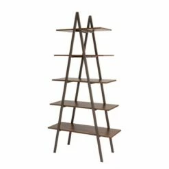 Modern Industry Metal/Wooden 5 Tier 'A' Frame Bookcase and Shelves - Glitzhome Black -Bookshelves Sales Shop unnamed file 581