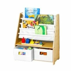 Sling Bookshelf with Storage Canvas - WildKin Natural/blue -Bookshelves Sales Shop unnamed file 584