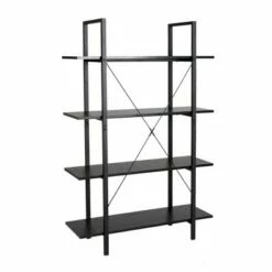 Modern Industry Metal/Wooden 4 Tier Bookcase with Shelves - Glitzhome Black -Bookshelves Sales Shop unnamed file 590