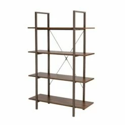 Modern Industry Metal/Wooden 4 Tier Bookcase with Shelves - Glitzhome Black -Bookshelves Sales Shop unnamed file 594