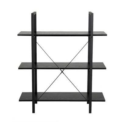 Modern Industry Metal/Wooden 3 Tier Bookcase with Shelves - Glitzhome Walnut 6 Modern Industry Metal/Wooden 3 Tier Bookcase with Shelves - Glitzhome Walnut - Image 4