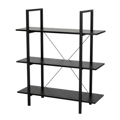 Modern Industry Metal/Wooden 3 Tier Bookcase with Shelves - Glitzhome Walnut 10 Modern Industry Metal/Wooden 3 Tier Bookcase with Shelves - Glitzhome Walnut - Image 8