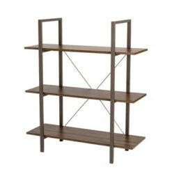Modern Industry Metal/Wooden 3 Tier Bookcase with Shelves - Glitzhome Walnut 19 Modern Industry Metal/Wooden 3 Tier Bookcase with Shelves - Glitzhome Walnut -Bookshelves Sales Shop unnamed file 612