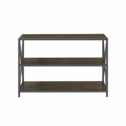 25.62" X Frame Metal and Wood Media Bookshelf - Saracina Home Barnwood 17 25.62" X Frame Metal and Wood Media Bookshelf - Saracina Home Barnwood -Bookshelves Sales Shop unnamed file 719