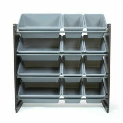 Sumatra Toy Storage Organizer with Storage Bins Espresso/Gray - Humble Crew