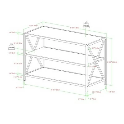 25.62" X Frame Metal and Wood Media Bookshelf - Saracina Home Barnwood 8 25.62" X Frame Metal and Wood Media Bookshelf - Saracina Home Barnwood - Image 6