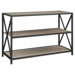 25.62" X Frame Metal and Wood Media Bookshelf - Saracina Home Barnwood 21 25.62" X Frame Metal and Wood Media Bookshelf - Saracina Home Barnwood -Bookshelves Sales Shop unnamed file 723