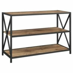 25.62" X Frame Metal and Wood Media Bookshelf - Saracina Home Barnwood 22 25.62" X Frame Metal and Wood Media Bookshelf - Saracina Home Barnwood -Bookshelves Sales Shop unnamed file 724