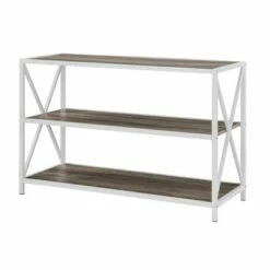 25.62" X Frame Metal and Wood Media Bookshelf - Saracina Home Barnwood 23 25.62" X Frame Metal and Wood Media Bookshelf - Saracina Home Barnwood -Bookshelves Sales Shop unnamed file 725