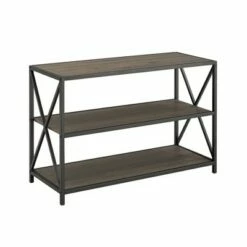 25.62" X Frame Metal and Wood Media Bookshelf - Saracina Home Barnwood 24 25.62" X Frame Metal and Wood Media Bookshelf - Saracina Home Barnwood -Bookshelves Sales Shop unnamed file 726