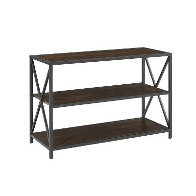 25.62" X Frame Metal and Wood Media Bookshelf - Saracina Home Barnwood 15 25.62" X Frame Metal and Wood Media Bookshelf - Saracina Home Barnwood - Image 13