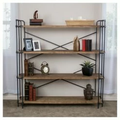 Yorktown 65.5" 4-Shelf Industrial Bookcase Brown - Christopher Knight Home