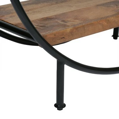 37.5" Dundas Handcrafted Industrial Circular Mango Wood Shelf Natural/Black - Christopher Knight Home 8 37.5" Dundas Handcrafted Industrial Circular Mango Wood Shelf Natural/Black - Christopher Knight Home - Image 6