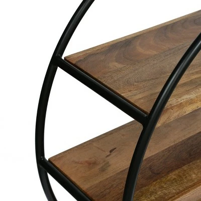 37.5" Dundas Handcrafted Industrial Circular Mango Wood Shelf Natural/Black - Christopher Knight Home 9 37.5" Dundas Handcrafted Industrial Circular Mango Wood Shelf Natural/Black - Christopher Knight Home - Image 7