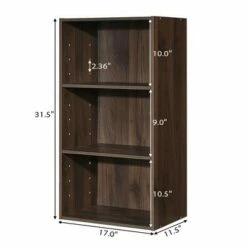 Costway 3 Open Shelf Bookcase Modern Multi-functional Storage Display Cabinet Walnut
