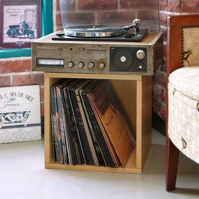Way Basics Eco Stackable Vinyl Record Storage Cube Natural Wood Grain 3 Way Basics Eco Stackable Vinyl Record Storage Cube Natural Wood Grain
