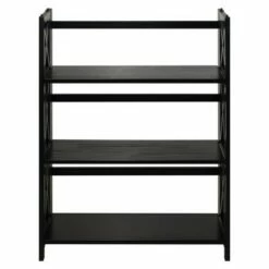 3 Shelf X Design Folding Bookcase - Flora Home Black