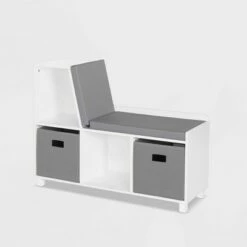 RiverRidge Home Kids' Book Nook Collection Cubby Storage Bench with 2 Bins - RiverRidge Gray -Bookshelves Sales Shop unnamed file 825