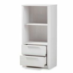 15.47" 2 Drawer Carlingford Modern and Contemporary Whitewashed Wood Bookshelf White - Baxton Studio