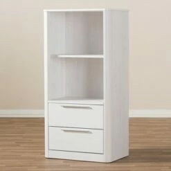15.47" 2 Drawer Carlingford Modern and Contemporary Whitewashed Wood Bookshelf White - Baxton Studio -Bookshelves Sales Shop unnamed file 875