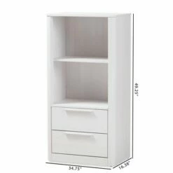 15.47" 2 Drawer Carlingford Modern and Contemporary Whitewashed Wood Bookshelf White - Baxton Studio -Bookshelves Sales Shop unnamed file 876