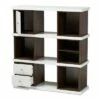 39.06" Rune Two-Tone 2 Drawer Bookcase White/Walnut - Baxton Studio -Bookshelves Sales Shop unnamed file 877