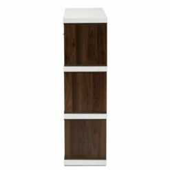39.06" Rune Two-Tone 2 Drawer Bookcase White/Walnut - Baxton Studio -Bookshelves Sales Shop unnamed file 879