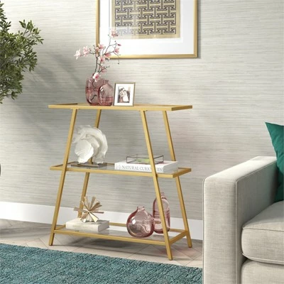 Henn& Hart 36 in. Brass Metal Bookcase - Henn&Hart 4 Henn& Hart 36 in. Brass Metal Bookcase - Henn&Hart - Image 2