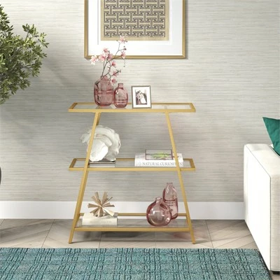 Henn& Hart 36 in. Brass Metal Bookcase - Henn&Hart 9 Henn& Hart 36 in. Brass Metal Bookcase - Henn&Hart - Image 7