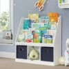 Kids' Bookrack with 3 Cubbies and 2 Bins - RiverRidge Home Pink -Bookshelves Sales Shop unnamed file 94