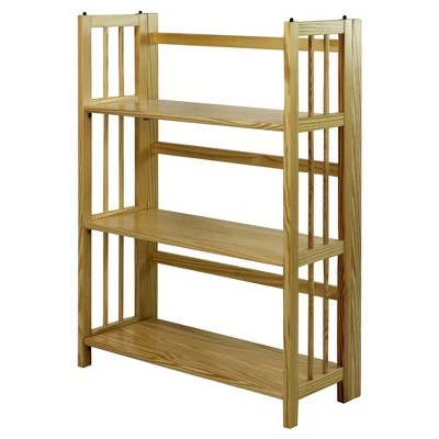 38" Folding 3 Tier Bookshelf Stackable - Flora Home Walnut 3 38" Folding 3 Tier Bookshelf Stackable - Flora Home Walnut