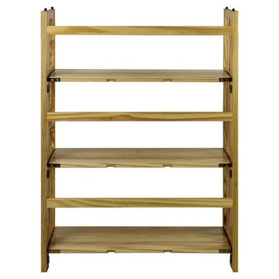 38" Folding 3 Tier Bookshelf Stackable - Flora Home Walnut 8 38" Folding 3 Tier Bookshelf Stackable - Flora Home Walnut - Image 6