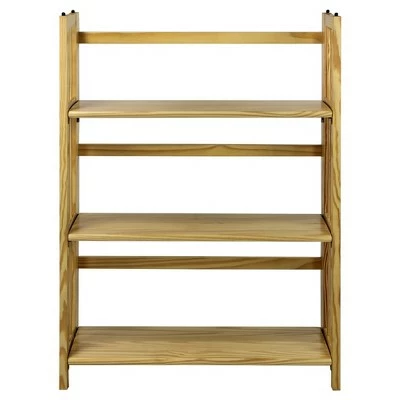 38" Folding 3 Tier Bookshelf Stackable - Flora Home Walnut 9 38" Folding 3 Tier Bookshelf Stackable - Flora Home Walnut - Image 7
