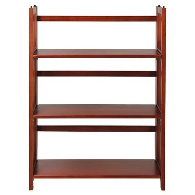 38" Folding 3 Tier Bookshelf Stackable - Flora Home Walnut 14 38" Folding 3 Tier Bookshelf Stackable - Flora Home Walnut - Image 12