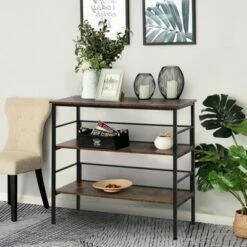 HomCom 3-Tier Industrial Style Storage Metal Wooden Shelf -Bookshelves Sales Shop unnamed file 961