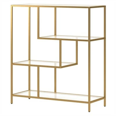 Henn& Hart 40" Tall Brass Finish Bookcase - Henn&Hart 3 Henn& Hart 40" Tall Brass Finish Bookcase - Henn&Hart