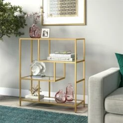 Henn& Hart 40" Tall Brass Finish Bookcase - Henn&Hart 11 Henn& Hart 40" Tall Brass Finish Bookcase - Henn&Hart -Bookshelves Sales Shop unnamed file 970