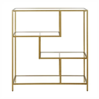 Henn& Hart 40" Tall Brass Finish Bookcase - Henn&Hart 6 Henn& Hart 40" Tall Brass Finish Bookcase - Henn&Hart - Image 4