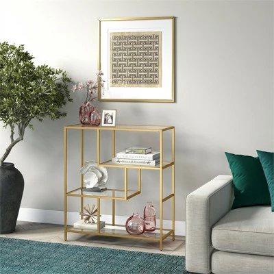 Henn& Hart 40" Tall Brass Finish Bookcase - Henn&Hart 7 Henn& Hart 40" Tall Brass Finish Bookcase - Henn&Hart - Image 5