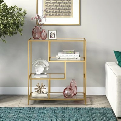 Henn& Hart 40" Tall Brass Finish Bookcase - Henn&Hart 9 Henn& Hart 40" Tall Brass Finish Bookcase - Henn&Hart - Image 7