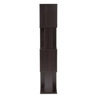 61.42" Riva Geometric Wood Bookshelf Dark Brown - Baxton Studio 4 61.42" Riva Geometric Wood Bookshelf Dark Brown - Baxton Studio - Image 2
