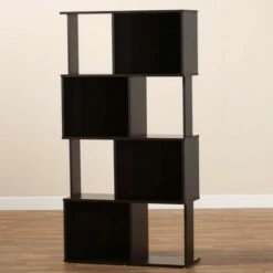 61.42" Riva Geometric Wood Bookshelf Dark Brown - Baxton Studio 10 61.42" Riva Geometric Wood Bookshelf Dark Brown - Baxton Studio -Bookshelves Sales Shop unnamed file 985
