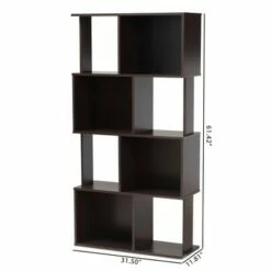 61.42" Riva Geometric Wood Bookshelf Dark Brown - Baxton Studio 11 61.42" Riva Geometric Wood Bookshelf Dark Brown - Baxton Studio -Bookshelves Sales Shop unnamed file 986