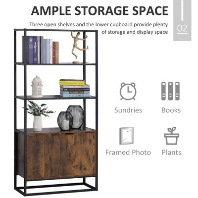 HomCom Storage Cabinet Bookcase with 3 Open Shelves 5 HomCom Storage Cabinet Bookcase with 3 Open Shelves - Image 3